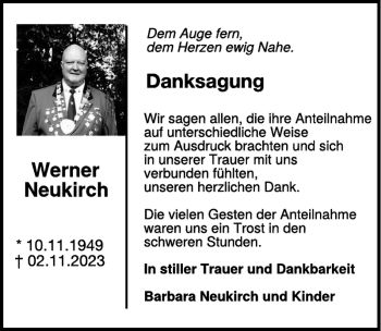 Traueranzeige von Werner Neukirch von Wochenspiegel