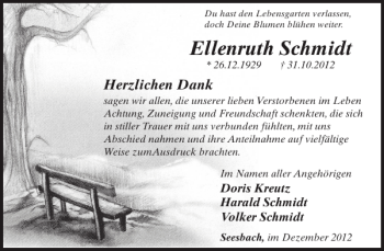 Traueranzeige von Ellenruth Schmidt von WochenSpiegel