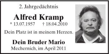 Traueranzeige von Alfred Kramp von WochenSpiegel