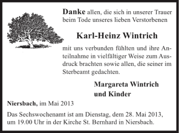 Traueranzeige von Karl-Heinz Wintrich von WochenSpiegel