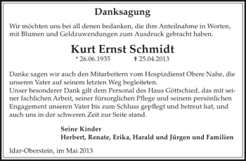 Traueranzeige von Kurt Ernst Schmidt von WochenSpiegel