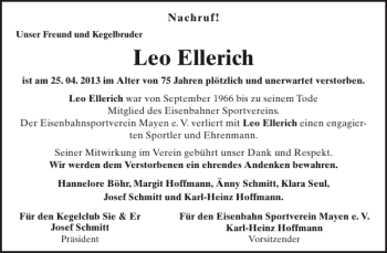 Traueranzeige von Leo Ellerich von WochenSpiegel