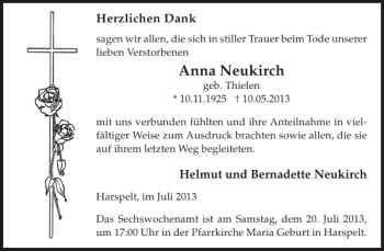 Traueranzeige von Anna Neukirch von WochenSpiegel