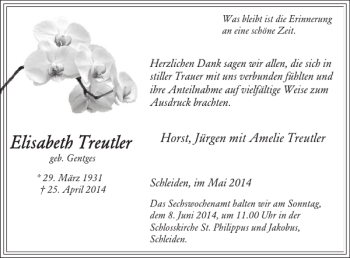 Traueranzeige von Horst Jürgen Amelie Treutler von WochenSpiegel