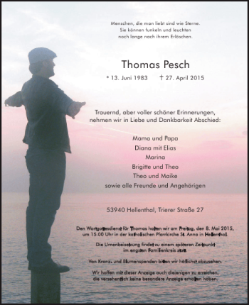 Traueranzeige von Thomas Pesch von WochenSpiegel