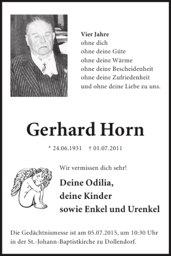 Traueranzeige von Gerhard Horn von WochenSpiegel