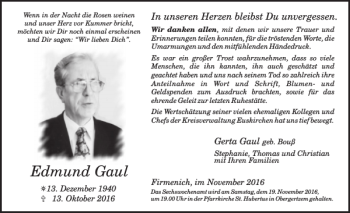 Traueranzeige von Edmund Gaul von WochenSpiegel