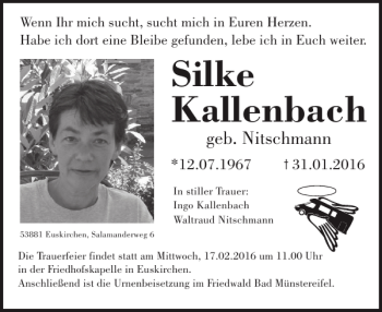 Traueranzeige von Silke Kallenbach von WochenSpiegel