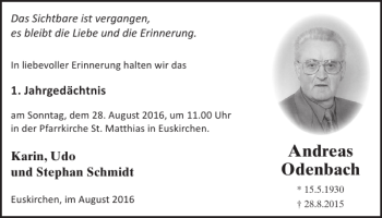 Traueranzeige von Andreas Odenbach von WochenSpiegel