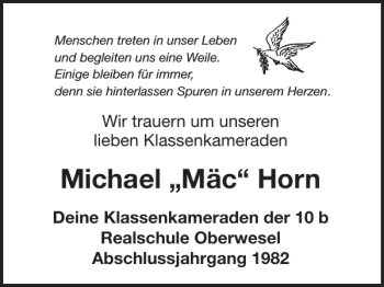 Traueranzeige von Michael Mäc Horn von WochenSpiegel