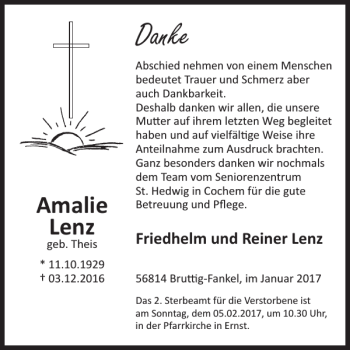 Traueranzeige von Amalie Lenz von WochenSpiegel