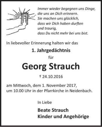 Traueranzeige von Georg Strauch von WochenSpiegel