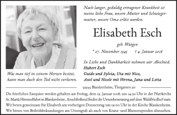 Traueranzeige von Elisabeth Esch von WochenSpiegel