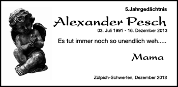 Traueranzeige von Alexander Pesch von WochenSpiegel