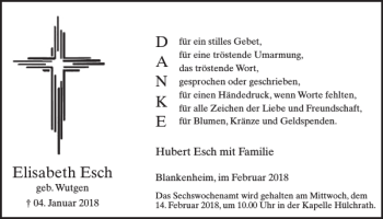 Traueranzeige von Elisabeth Esch von WochenSpiegel