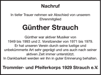 Traueranzeige von Günther Strauch von WochenSpiegel