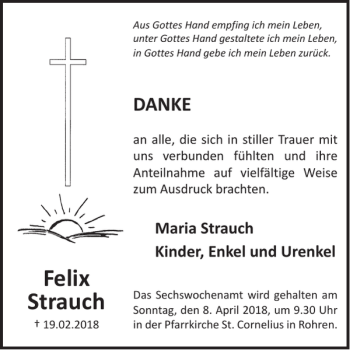 Traueranzeige von Felix Strauch von WochenSpiegel