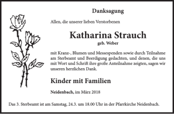 Traueranzeige von Katharina Strauch von WochenSpiegel