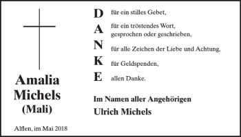 Traueranzeige von Amalia Michels von WochenSpiegel