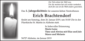 Traueranzeige von Erich Brachtendorf von WochenSpiegel