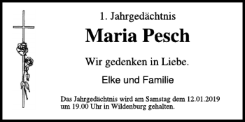 Traueranzeige von Maria Pesch von WochenSpiegel