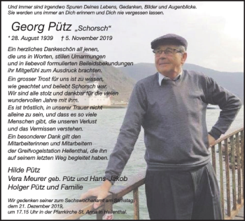 Traueranzeige von Georg Pütz von WochenSpiegel