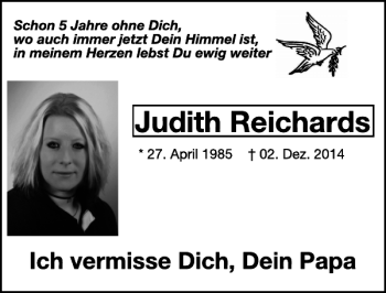 Traueranzeige von Judith Reichards von WochenSpiegel