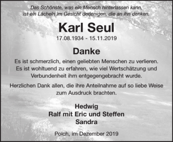 Traueranzeige von Karl Seul von WochenSpiegel