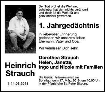 Traueranzeige von Heinrich Strauch von WochenSpiegel