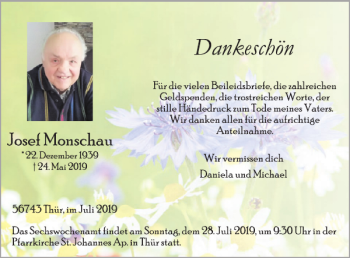 Traueranzeige von Josef Monschau von WochenSpiegel