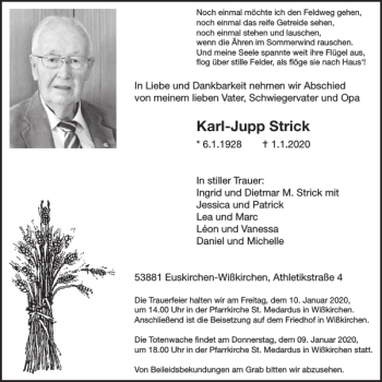 Traueranzeige von Karl-Jupp Strick von WochenSpiegel