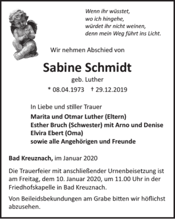 Traueranzeige von Sabine Schmidt von WochenSpiegel