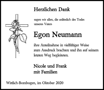 Traueranzeige von Egon Neumann von WochenSpiegel