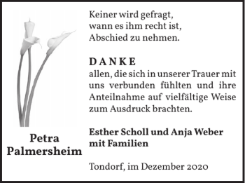 Traueranzeige von Petra Palmersheim von WochenSpiegel