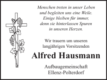 Traueranzeige von Alfred Hausmann von WochenSpiegel