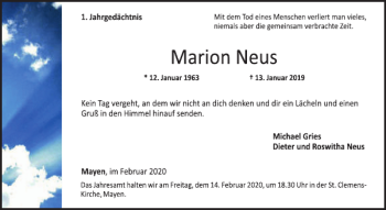 Traueranzeige von Marion Neus von WochenSpiegel