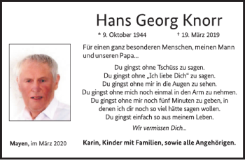 Traueranzeige von Hans Georg Knorr von WochenSpiegel