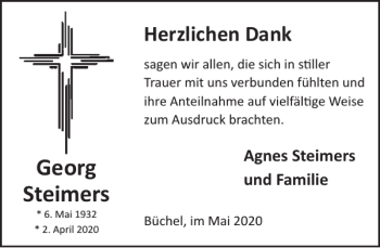 Traueranzeige von Georg Steimers von WochenSpiegel