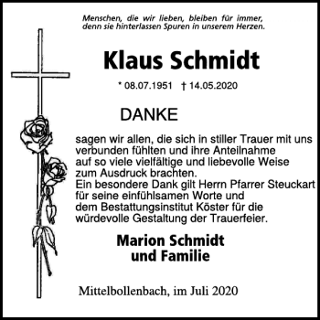 Traueranzeige von Klaus Schmidt von WochenSpiegel