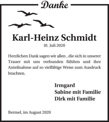 Traueranzeige von Karl-Heinz Schmidt von WochenSpiegel