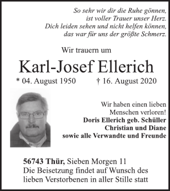 Traueranzeige von Karl-Josef Ellerich von WochenSpiegel