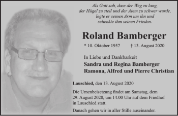 Traueranzeige von Roland Bamberger von WochenSpiegel