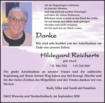 Traueranzeige von Hildegard Reicherts von WochenSpiegel