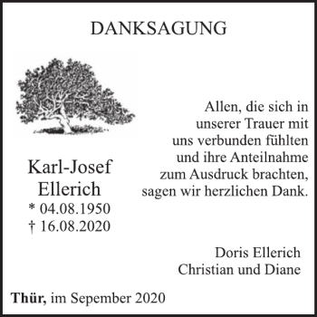 Traueranzeige von Karl-Josef Ellerich von WochenSpiegel