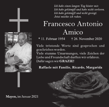 Traueranzeige von Francesco Antonio Amico von WochenSpiegel