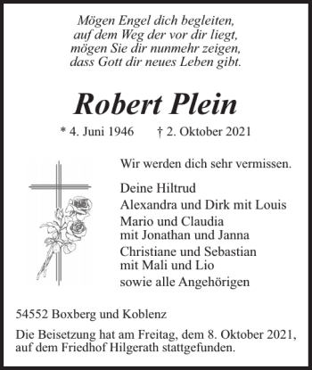 Traueranzeige von Robert Plein von WochenSpiegel