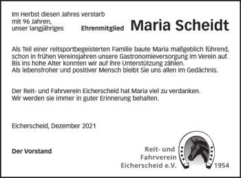 Traueranzeige von Maria Scheidt von WochenSpiegel