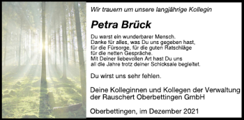 Traueranzeige von Petra Brück von WochenSpiegel