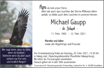 Traueranzeige von Michael Gaupp von WochenSpiegel