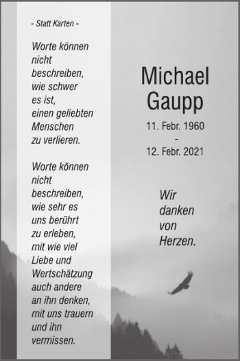 Traueranzeige von Michael Gaupp von WochenSpiegel